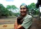 Karanambu Lodge: Diane McTurk with giant otter baby