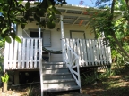 Wooden cottage in the garden