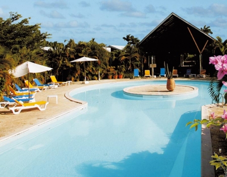 Pool with sun deck and loungers