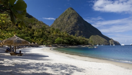 Beach with the Pitons in the background